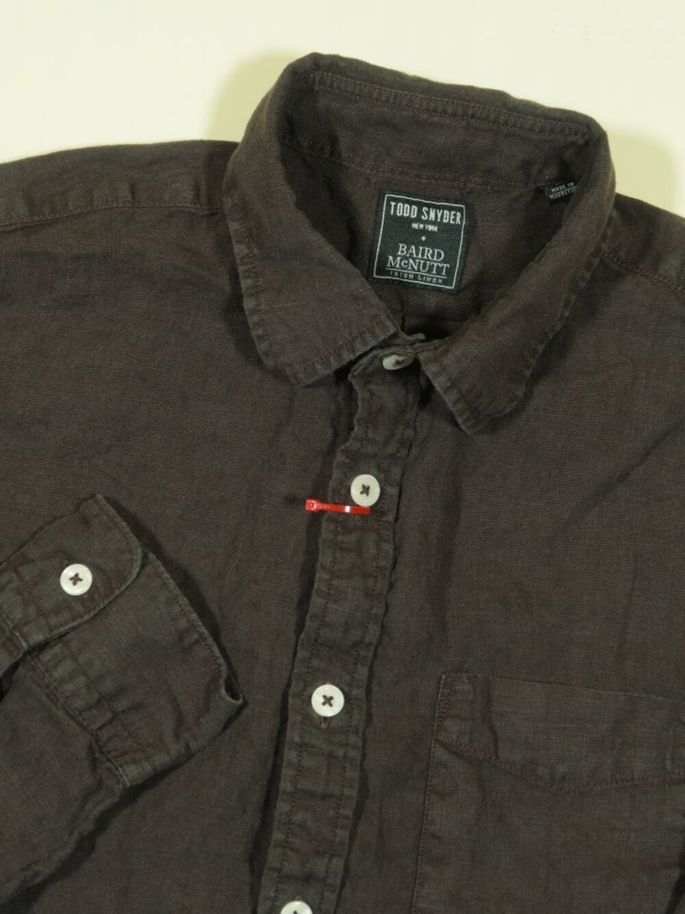 Todd Snyder Baird McNutt Linen Shirt Mens M Black Classic Fit Long Sleeve